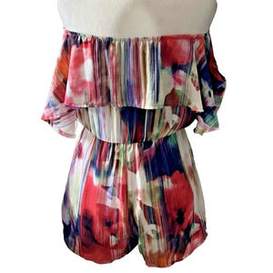 Lovely Day Multi-Color Off The Shoulder Boutique Shorts Romper Size Small